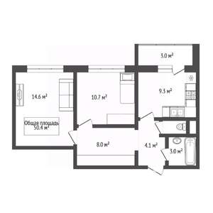 2-к квартира, вторичка, 50м2, 7/18 этаж