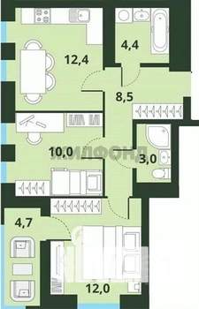 3-к квартира, вторичка, 54м2, 6/14 этаж