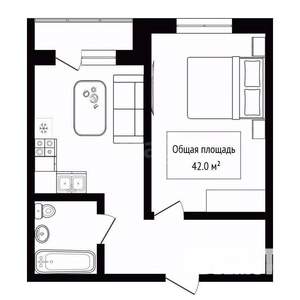 2-к квартира, вторичка, 42м2, 14/17 этаж