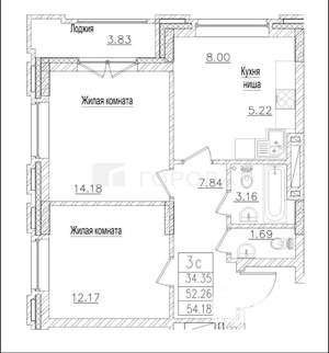 3-к квартира, вторичка, 55м2, 17/25 этаж