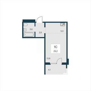 Студия квартира, вторичка, 29м2, 12/17 этаж