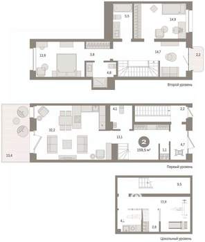 2-к квартира, сданный дом, 160м2, 2/9 этаж