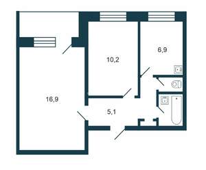 2-к квартира, вторичка, 43м2, 7/9 этаж