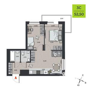 3-к квартира, вторичка, 55м2, 6/21 этаж