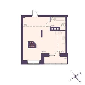 2-к квартира, вторичка, 46м2, 18/24 этаж
