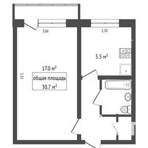 1-к квартира, вторичка, 31м2, 8/9 этаж