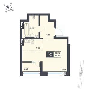 1-к квартира, вторичка, 33м2, 5/25 этаж