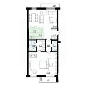 2-к квартира, вторичка, 103м2, 3/8 этаж