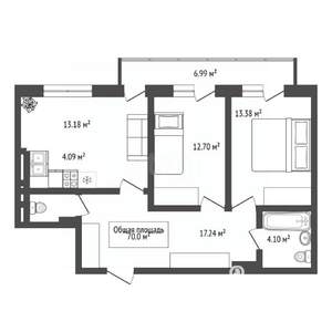 3-к квартира, вторичка, 70м2, 11/16 этаж