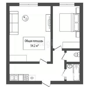 2-к квартира, вторичка, 54м2, 6/10 этаж