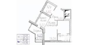 1-к квартира, строящийся дом, 45м2, 24/24 этаж