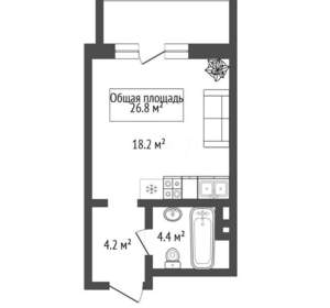 Студия квартира, вторичка, 27м2, 7/22 этаж