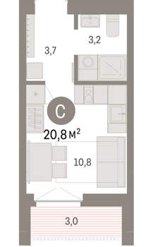 Студия квартира, вторичка, 21м2, 6/23 этаж
