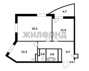2-к квартира, вторичка, 63м2, 7/25 этаж