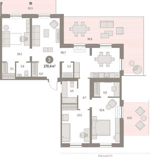 3-к квартира, вторичка, 169м2, 7/9 этаж