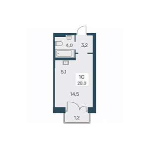 Студия квартира, вторичка, 28м2, 20/30 этаж