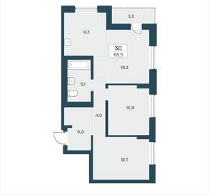 3-к квартира, вторичка, 66м2, 3/18 этаж