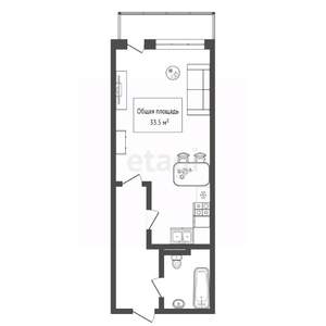 Студия квартира, вторичка, 34м2, 3/22 этаж