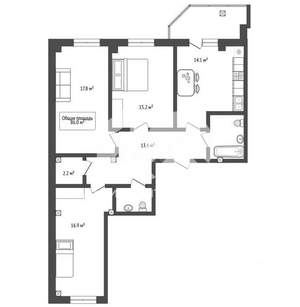 3-к квартира, вторичка, 86м2, 11/25 этаж