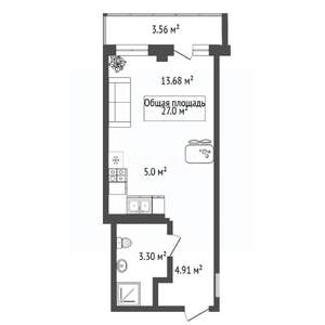 Студия квартира, вторичка, 27м2, 19/26 этаж