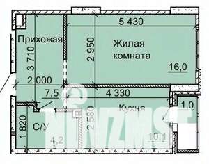1-к квартира, вторичка, 38м2, 15/16 этаж