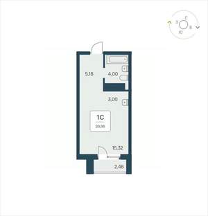 Студия квартира, вторичка, 30м2, 21/26 этаж