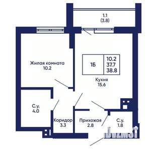 1-к квартира, вторичка, 39м2, 6/14 этаж