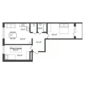 2-к квартира, вторичка, 84м2, 9/16 этаж