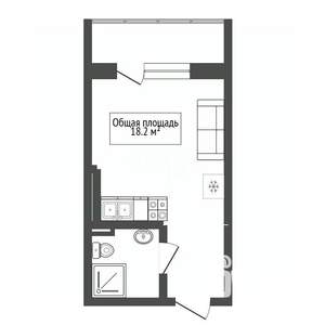 Студия квартира, вторичка, 18м2, 7/18 этаж