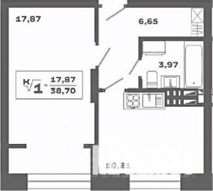 1-к квартира, вторичка, 39м2, 19/19 этаж