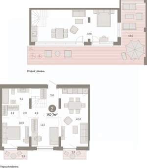 2-к квартира, вторичка, 153м2, 8/8 этаж