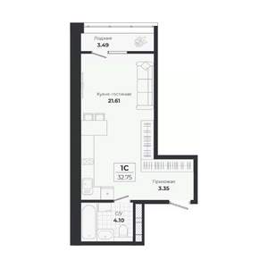 Студия квартира, строящийся дом, 29м2, 5/9 этаж