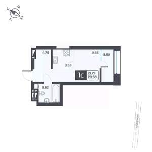 1-к квартира, вторичка, 24м2, 12/25 этаж