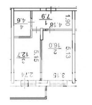 1-к квартира, вторичка, 46м2, 2/18 этаж