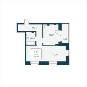 2-к квартира, вторичка, 53м2, 2/25 этаж