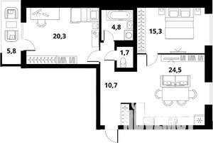 2-к квартира, вторичка, 77м2, 4/17 этаж