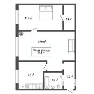 2-к квартира, вторичка, 45м2, 1/5 этаж