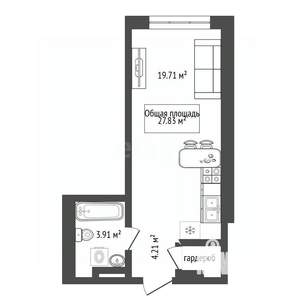 1-к квартира, вторичка, 28м2, 5/31 этаж