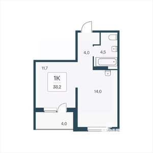 1-к квартира, вторичка, 38м2, 13/17 этаж