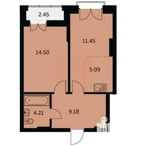 2-к квартира, строящийся дом, 46м2, 2/24 этаж