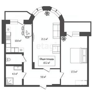 2-к квартира, вторичка, 65м2, 3/19 этаж