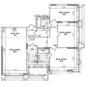 3-к квартира, вторичка, 122м2, 6/28 этаж