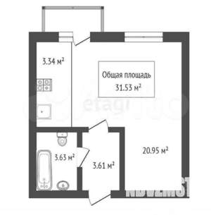 1-к квартира, вторичка, 32м2, 2/4 этаж