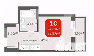 Студия квартира, строящийся дом, 25м2, 9/17 этаж