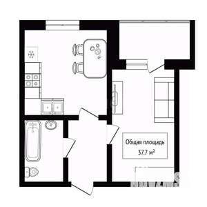 1-к квартира, вторичка, 38м2, 1/5 этаж