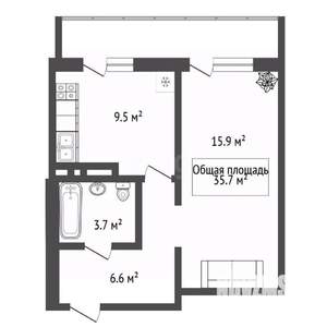 1-к квартира, вторичка, 36м2, 7/20 этаж