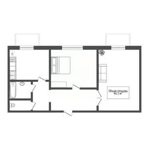 2-к квартира, вторичка, 46м2, 4/5 этаж
