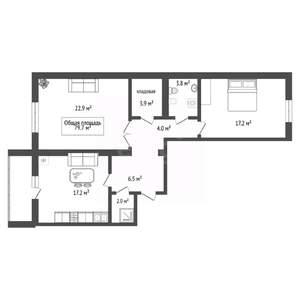 2-к квартира, вторичка, 80м2, 3/10 этаж