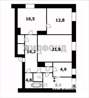4-к квартира, вторичка, 86м2, 1/5 этаж