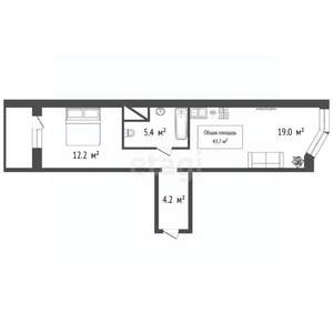 1-к квартира, вторичка, 44м2, 14/16 этаж